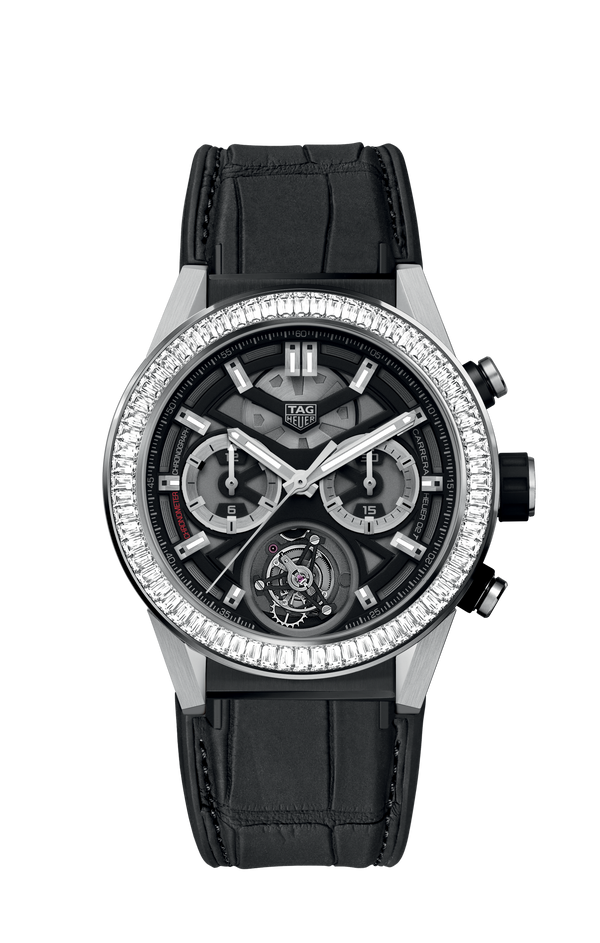 TAG Heuer CAR5A81.FC6377 Carrera Calibre Heuer 02T 45 Chronograph Tourbillon Titanium / Stainless Steel / Baguette / Alligator