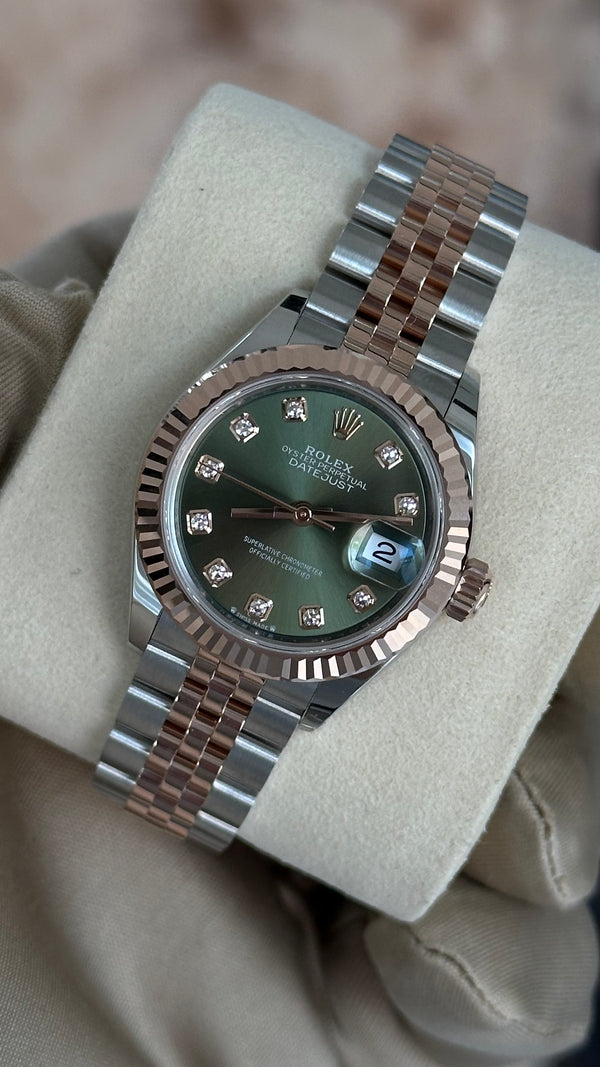 Rolex Lady-Datejust - Staal / Rosegoud - Groen wijzerplaat (279171)
