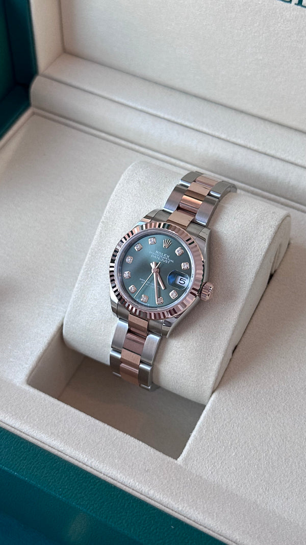 Rolex Lady-Datejust - Staal / Rosegoud - Groen wijzerplaat (279171)