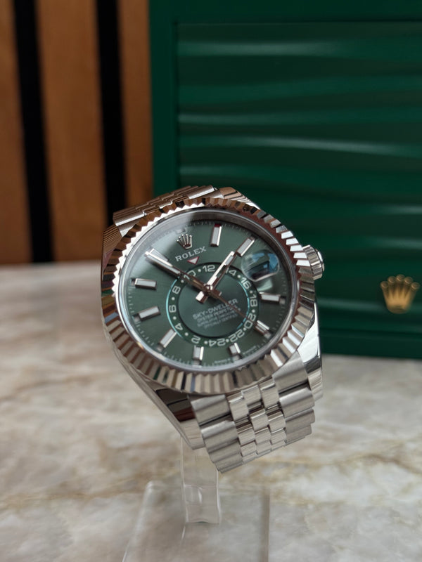 Rolex Sky-Dweller - Staal / Witgoud - Groen wijzerplaat (336934)