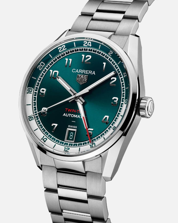 TAG Heuer WDA2114.BA0043 - Carrera Twin Time Stainless Steel / Teal Green / Bracelet