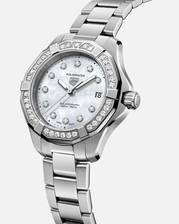 TAG Heuer WBP1314.BA0005 Aquaracer Professional 200 Solargraph 34 Stainless Steel - Diamond / MOP - Diamond