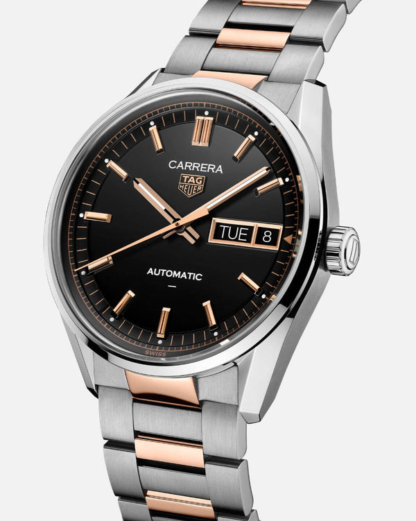 TAG Heuer WDA2111.BD0001 - Carrera Day Date Stainless Steel Red Gold / Black / Bracelet
