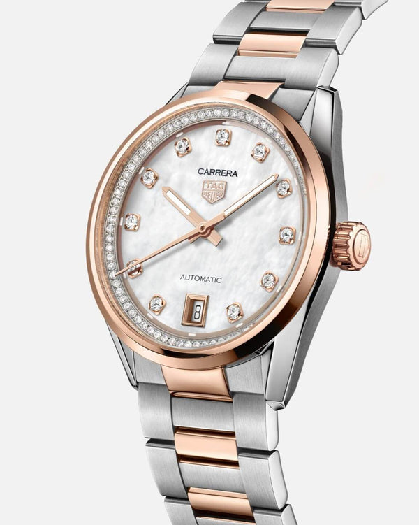 TAG Heuer WBN2351.BD0000 Carrera Date 36 Stainless Steel - Rose Gold / MOP - Diamond
