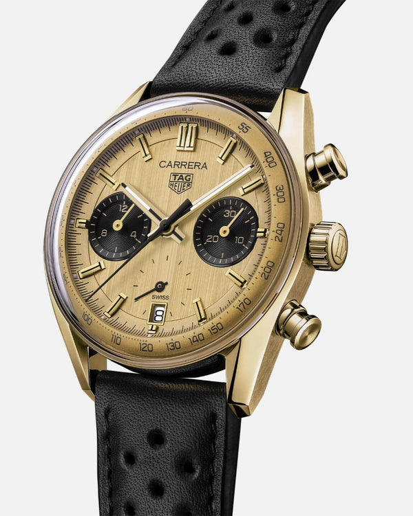 TAG Heuer CBS2240.FC8319 Carrera Chronograph Glass Box Yellow Gold / Champagne / 1158CHN