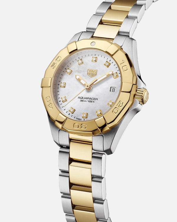 TAG Heuer WBD1422.BB0321 Aquaracer 300M Quartz 27 Stainless Steel / Yellow Gold / MOP - Diamond / Bracelet