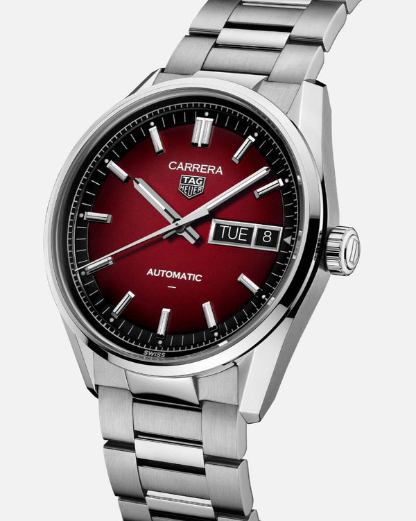 TAG Heuer WDA2113.BA0043 - Carrera Day Date Stainless Steel / Smokey Red / Bracelet