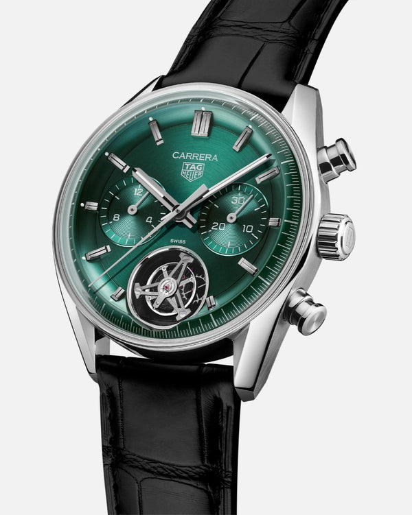 TAG Heuer CBS5011.FC6566 Carrera Chronograph Tourbillon Glass Box Stainless Steel / Green