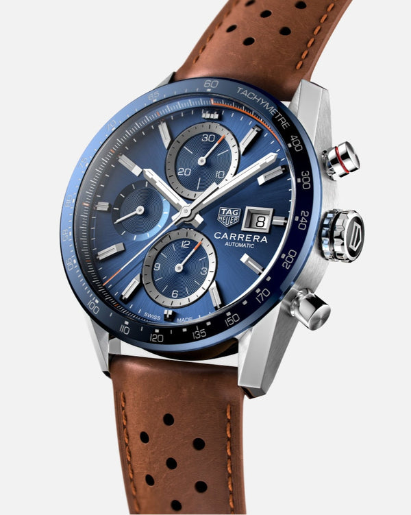 TAG Heuer CBM2112.FC6455 Carrera Calibre 16 41 Stainless Steel / Blue / Calf