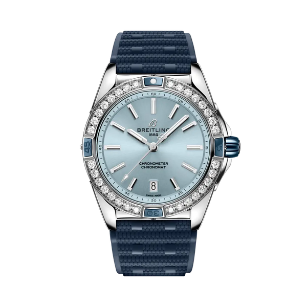 Breitling A17356531C1S1 Super Chronomat 38 Stainless Steel / Ice Blue / Rubber Rouleaux