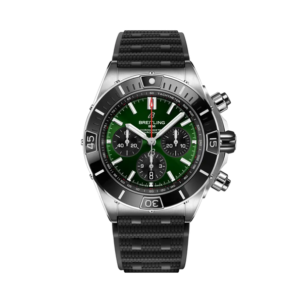 Breitling AB0136251L1S1 Super Chronomat B01 44 Stainless Steel / Green / Rubber Rouleaux