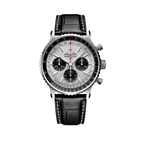 Breitling AB0138241G1P1 Navitimer B01 Chronograph 43 Stainless Steel / Silver / Alligator - Folding
