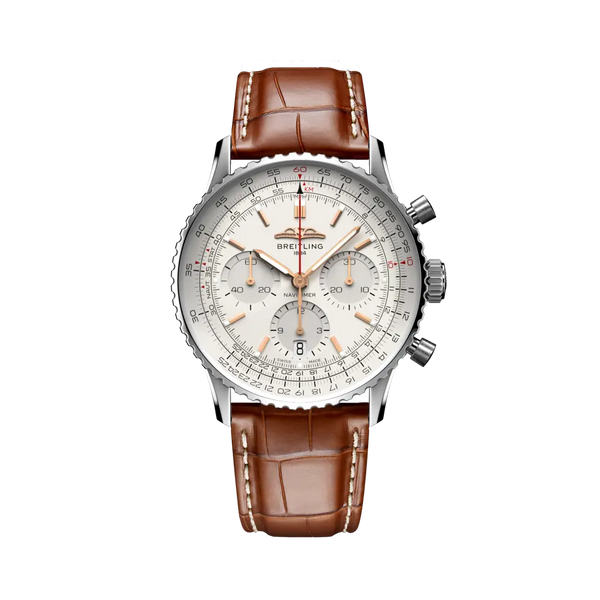 Breitling AB0139211G1P1 Navitimer B01 Chronograph 41 Stainless Steel / Silver / Alligator - Folding