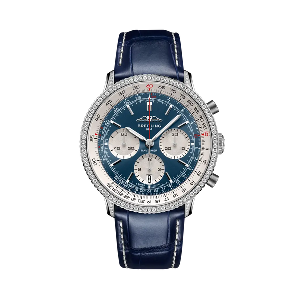 Breitling AB0139631C1P1 - Navitimer B01 Chronograph 41 Stainless steel (gem-set) - Blue