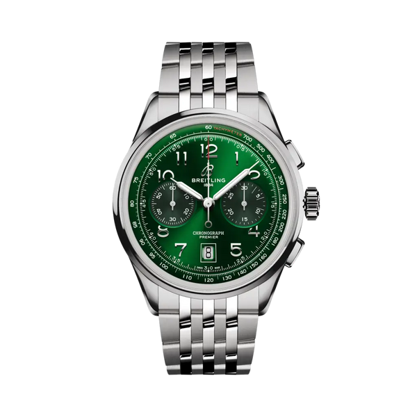 Breitling AB0145371L1A1 Premier B01 Chronograph 42 Stainless Steel / Green / Bracelet