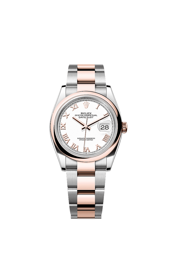 Rolex Datejust 36 - Staal / Rosegoud - Wit wijzerplaat (126201)
