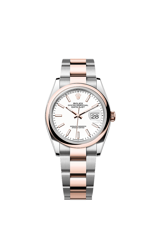 Rolex Datejust 36 - Staal / Rosegoud - Wit wijzerplaat (126201)