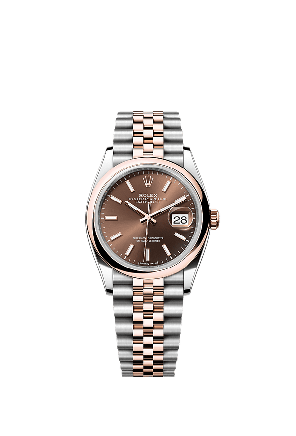 Rolex Datejust 36 - Staal / Rosegoud - Bruin wijzerplaat (126201)