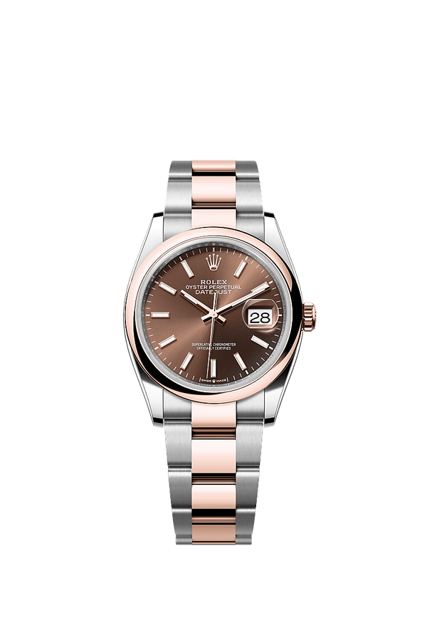 Rolex Datejust 36 - Staal / Rosegoud - Bruin wijzerplaat (126201)