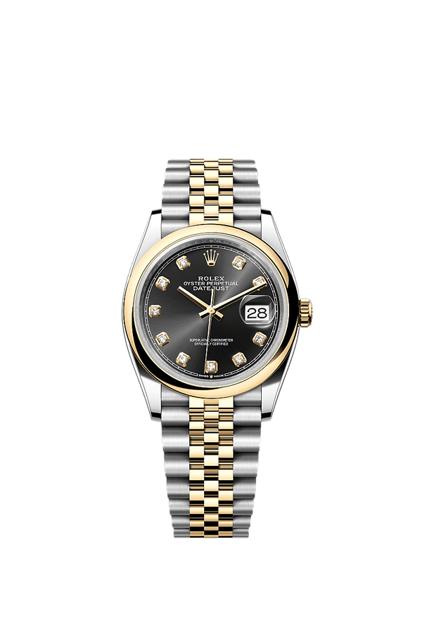 Rolex Datejust 36 - Staal / Geelgoud - Zwart wijzerplaat (126203)