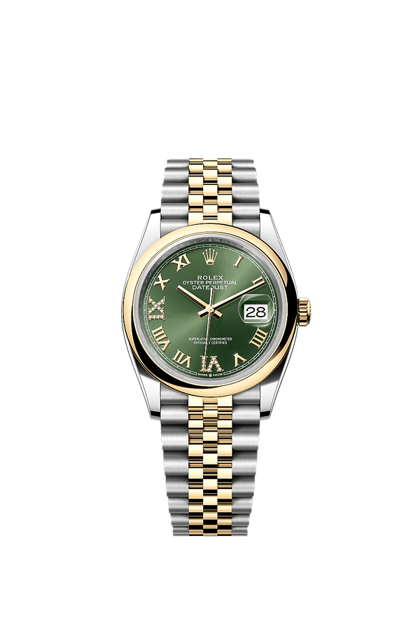 Rolex Datejust 36 - Staal / Geelgoud - Groen wijzerplaat (126203)