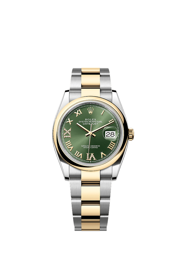 Rolex Datejust 36 - Staal / Geelgoud - Groen wijzerplaat (126203)