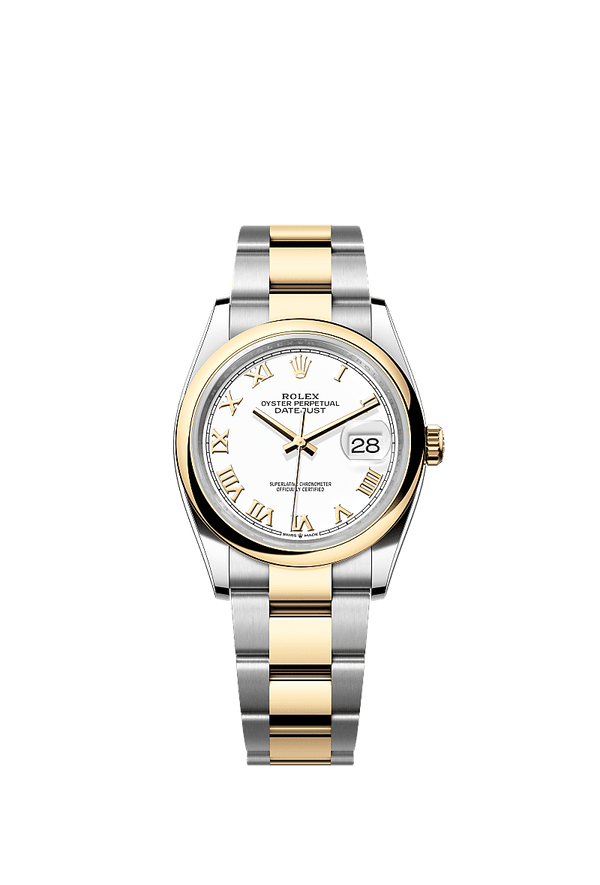 Rolex Datejust 36 - Staal / Geelgoud - Wit wijzerplaat (126203)