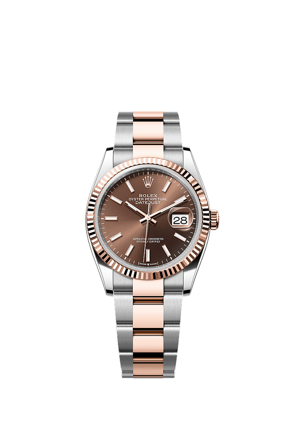Rolex Datejust 36 - Staal / Rosegoud - Bruin wijzerplaat (126231)