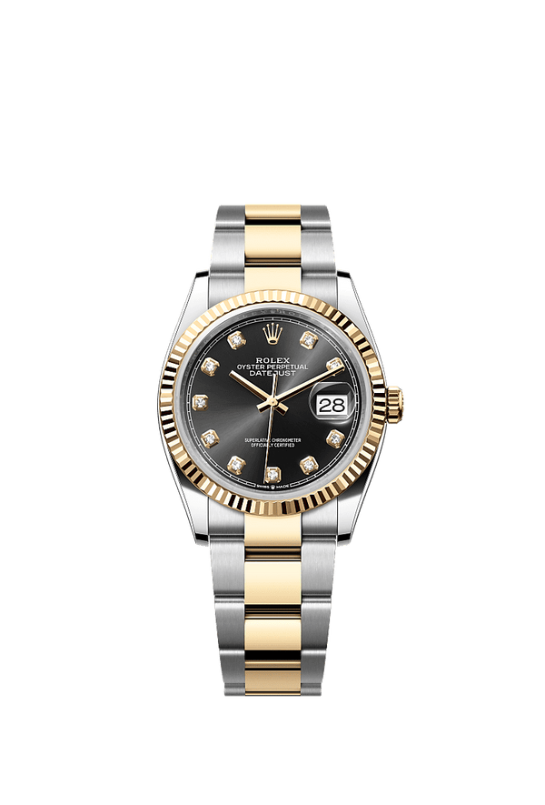 Rolex Datejust 36 - Staal / Geelgoud - Zwart wijzerplaat (126233)