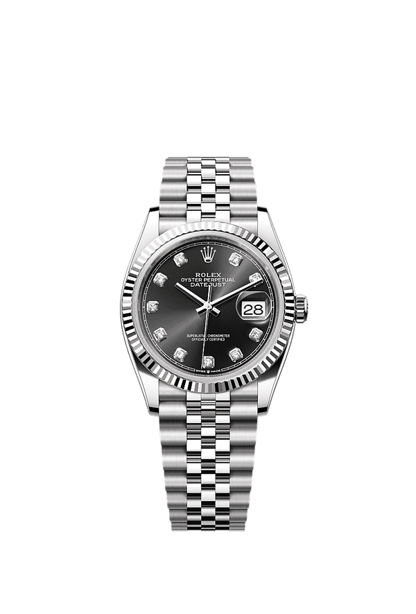 Rolex Datejust 36 - Staal / Witgoud - Zwart wijzerplaat (126234)