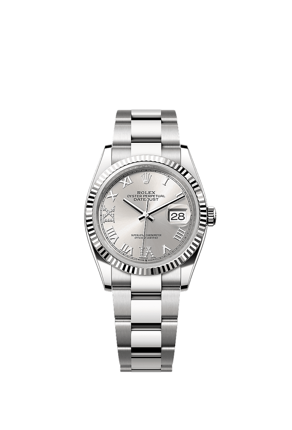Rolex Datejust 36 - Staal / Witgoud - Zilver wijzerplaat (126234)