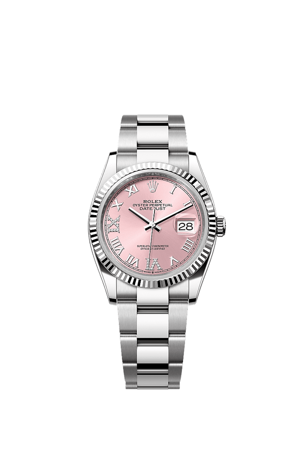 Rolex Datejust 36 - Staal / Witgoud - Roze wijzerplaat (126234)
