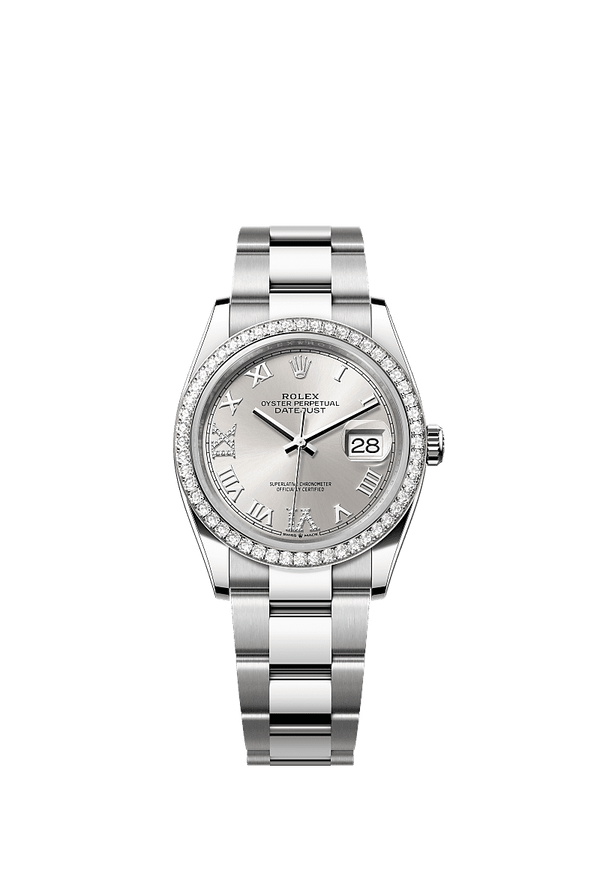 Rolex Datejust 36 - Staal / Witgoud - Zilver wijzerplaat (126284RBR)