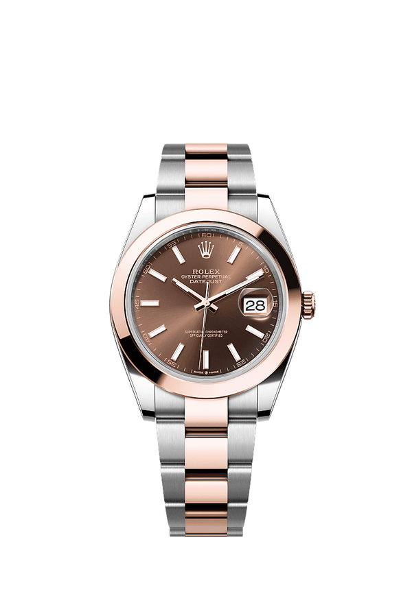 Rolex Datejust 41 - Staal / Rosegoud - Bruin wijzerplaat (126301)