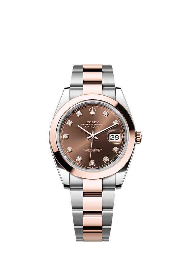 Rolex Datejust 41 - Staal / Rosegoud - Bruin wijzerplaat (126301)
