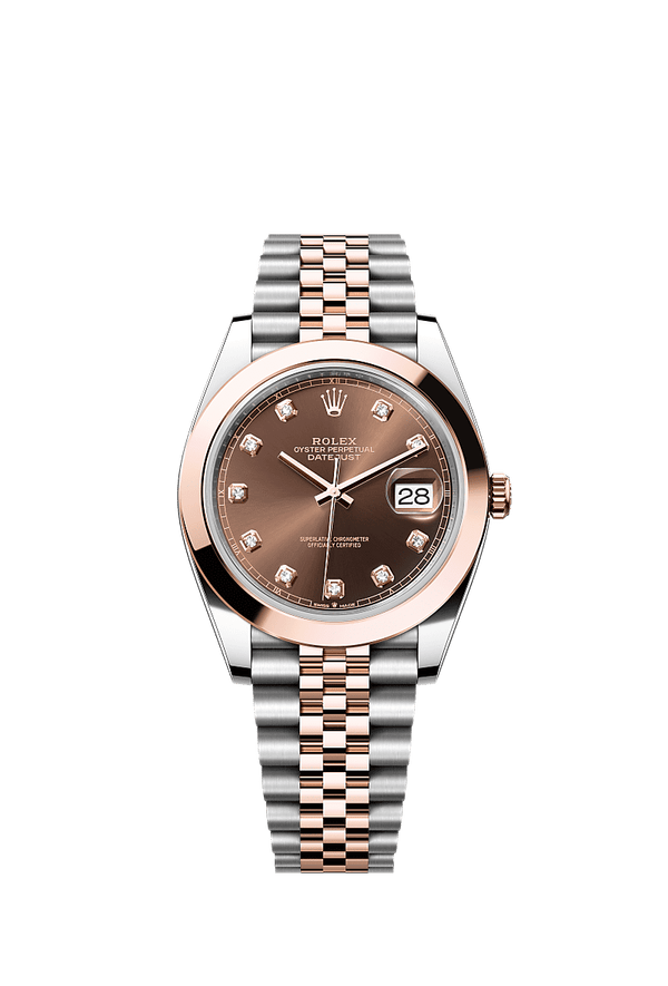 Rolex Datejust 41 - Staal / Rosegoud - Bruin wijzerplaat (126301)