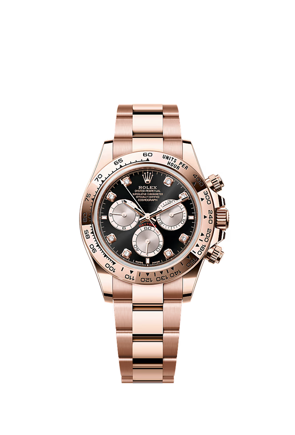 Rolex Daytona - Helderzwart en Sundust bezet met diamanten wijzerplaat