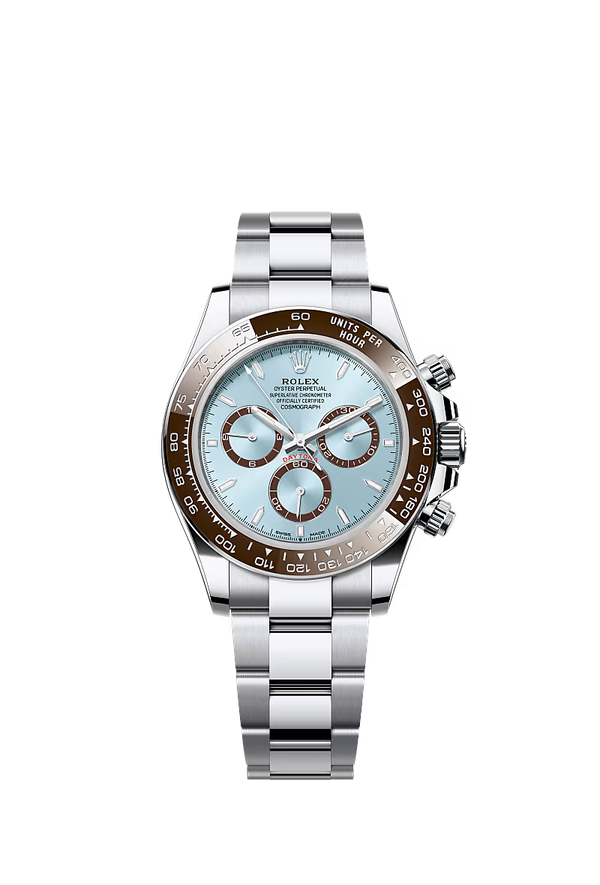 Rolex Daytona - IJsblauw, kastanjebruine tellerringen wijzerplaat