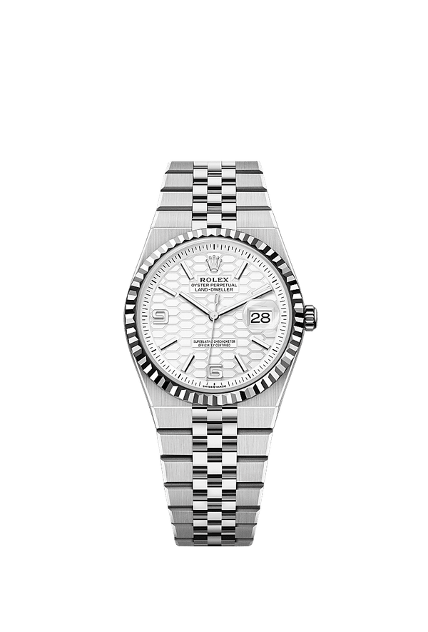 Rolex Land-Dweller 36 - Staal / Witgoud - Wit wijzerplaat (127234)