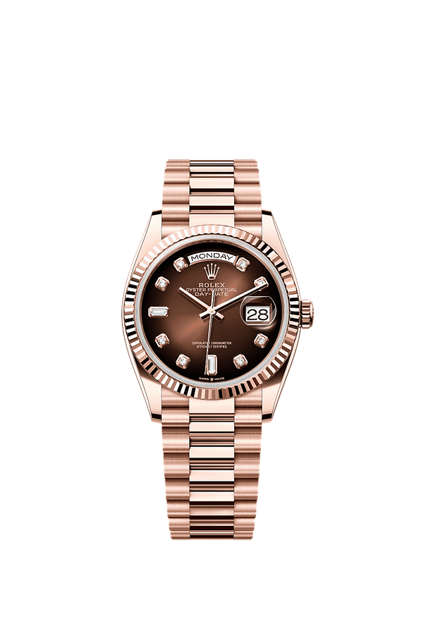 Rolex Day-Date 36 - Rosegoud - Bruin wijzerplaat (128235)