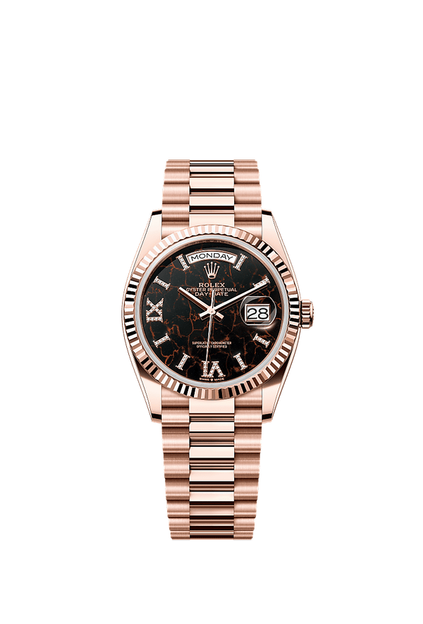Rolex Day-Date 36 - Rosegoud - Zwart wijzerplaat (128235)