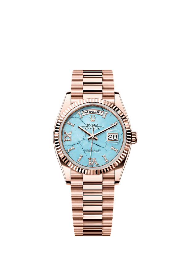 Rolex Day-Date 36 - Rosegoud - Blauw wijzerplaat (128235)
