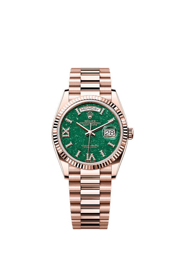 Rolex Day-Date 36 - Rosegoud - Groen wijzerplaat (128235)
