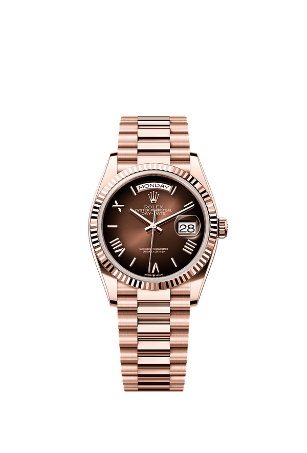 Rolex Day-Date 36 - Rosegoud - Bruin wijzerplaat (128235)