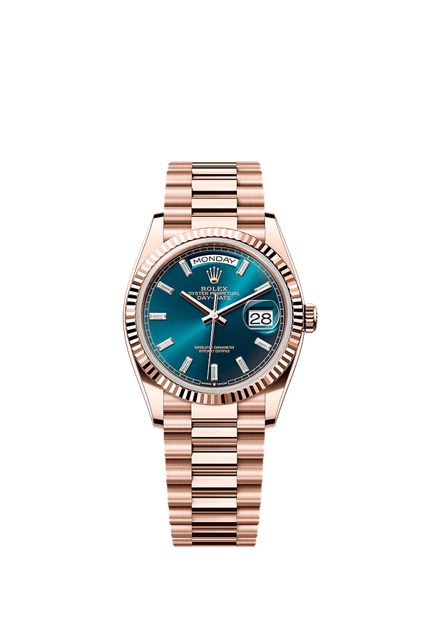 Rolex Day-Date 36 - Rosegoud - Blauw wijzerplaat (128235)