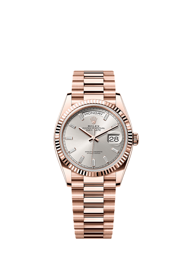 Rolex Day-Date 36 - Rosegoud - Zilver wijzerplaat (128235)