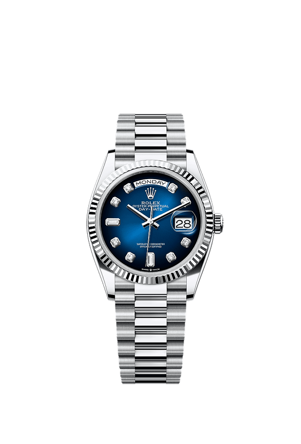 Rolex Day-Date 36 - Platinum - Blauw wijzerplaat (128236)
