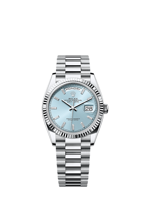Rolex Day-Date 36 - Platinum - Blauw wijzerplaat (128236)
