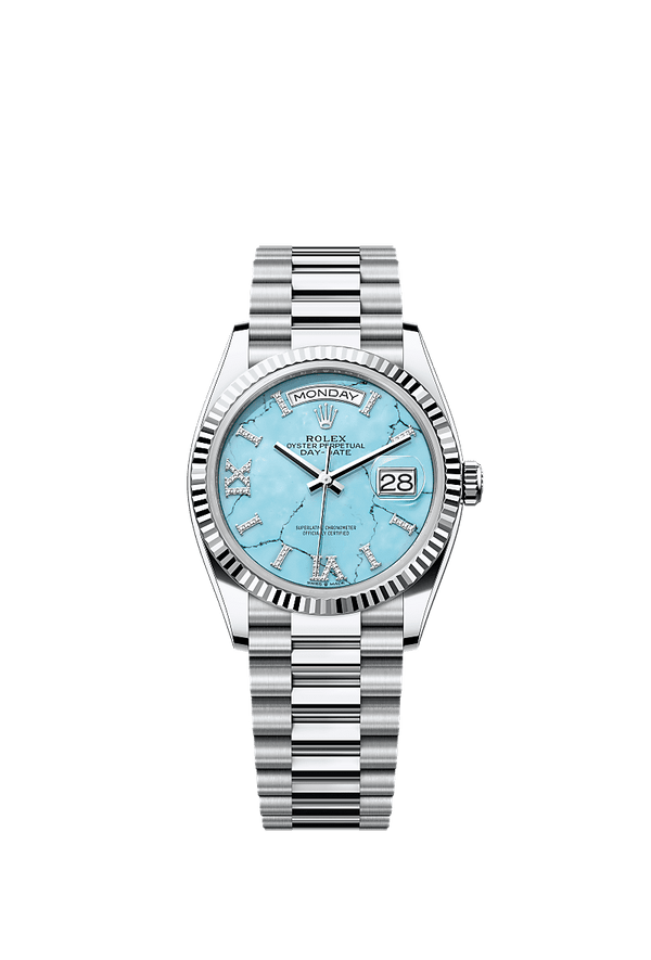 Rolex Day-Date 36 - Platinum - Blauw wijzerplaat (128236)