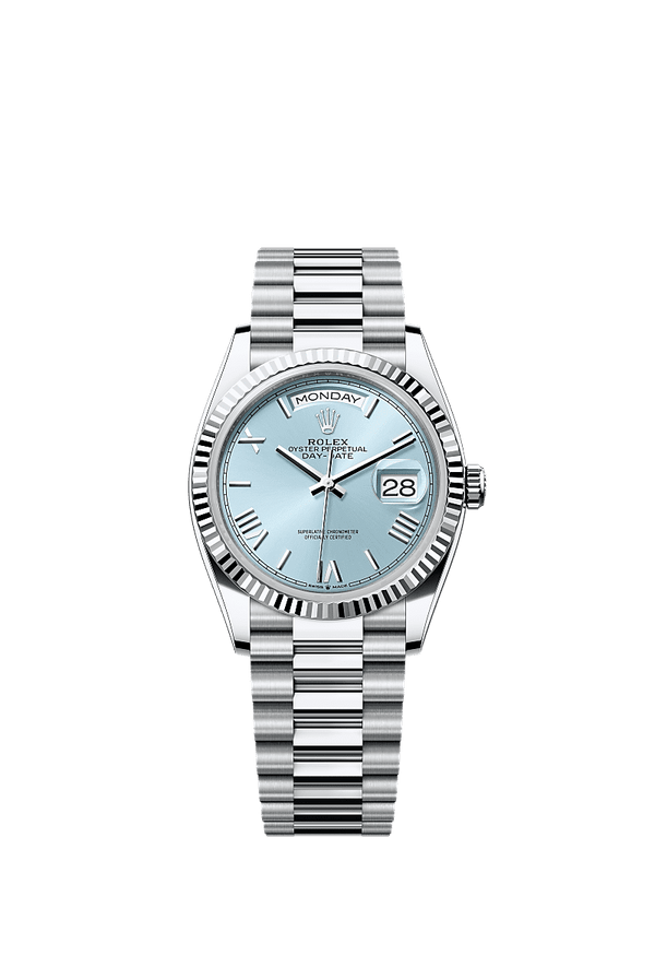 Rolex Day-Date 36 - Platinum - Blauw wijzerplaat (128236)